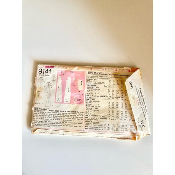 VTG Simplicity 9141 Sewing Pattern Size 14 Women's Dress Uncut - Picture 2 of 2